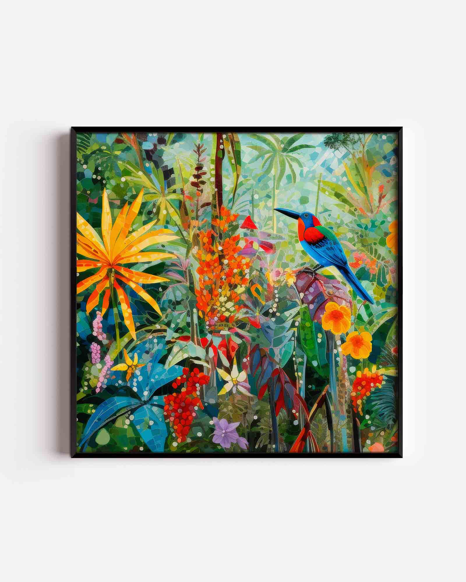 Vogel in tropische tuin Poster