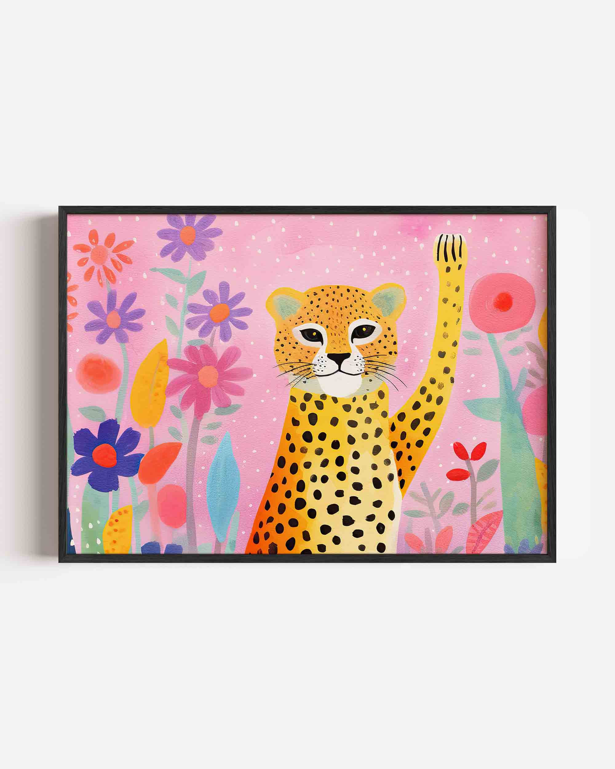 Luipaard en bloemen Poster