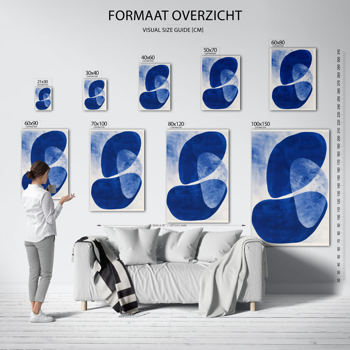 Abstracte blauwe vormen Poster