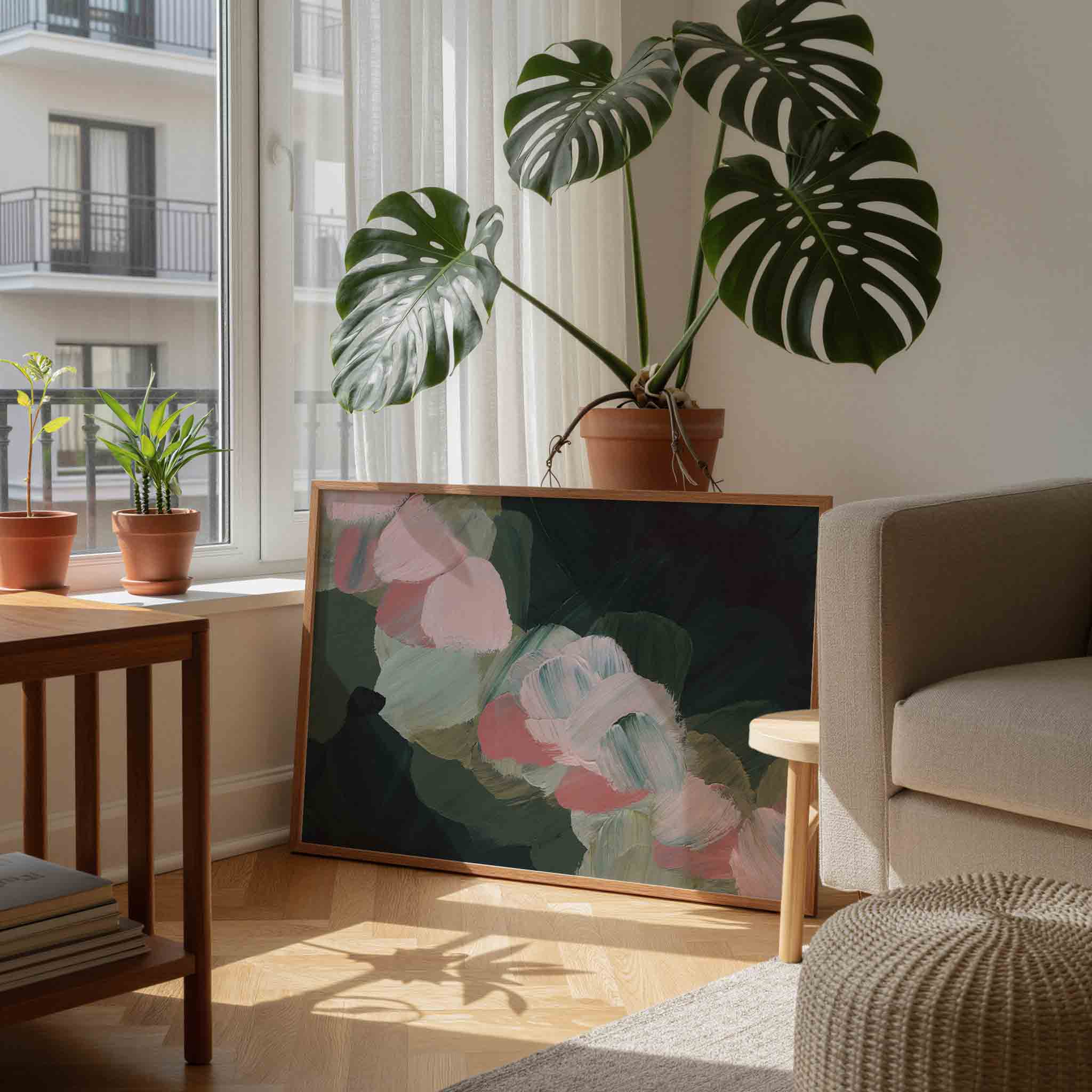 Abstracte penseelstreken Poster