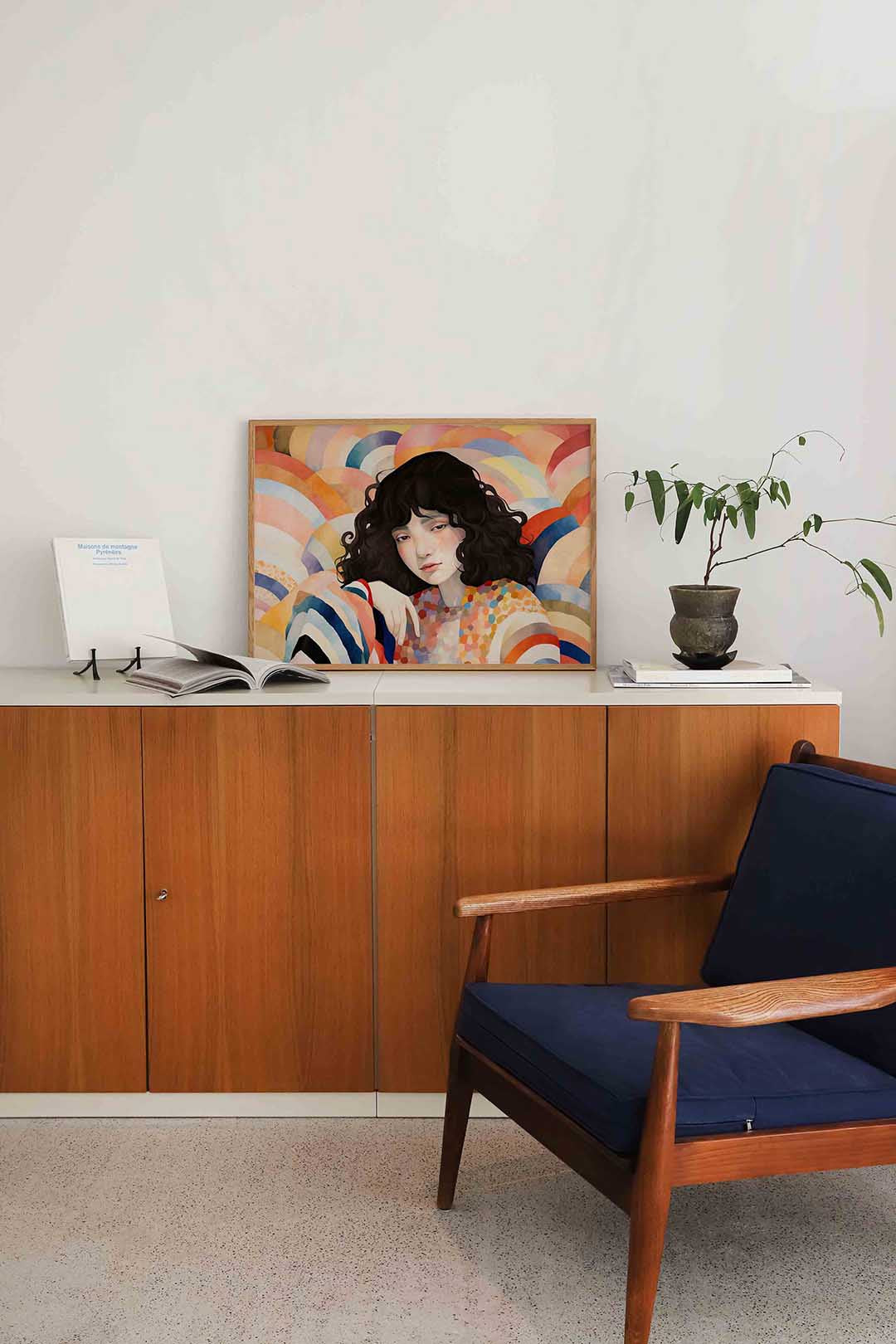 Vrouw met golvende achtergrond Poster