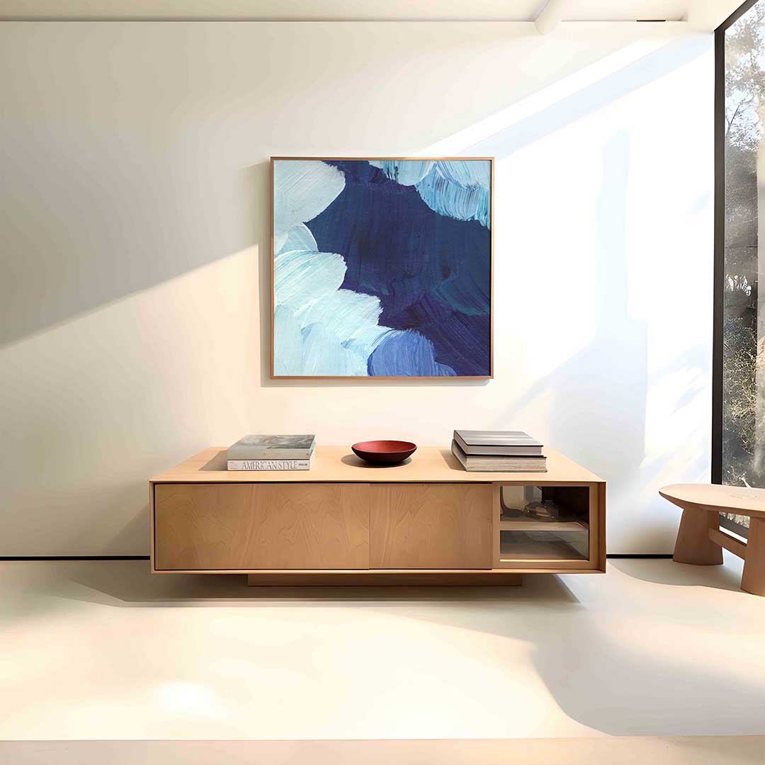 Blauwe penseelstreken Poster