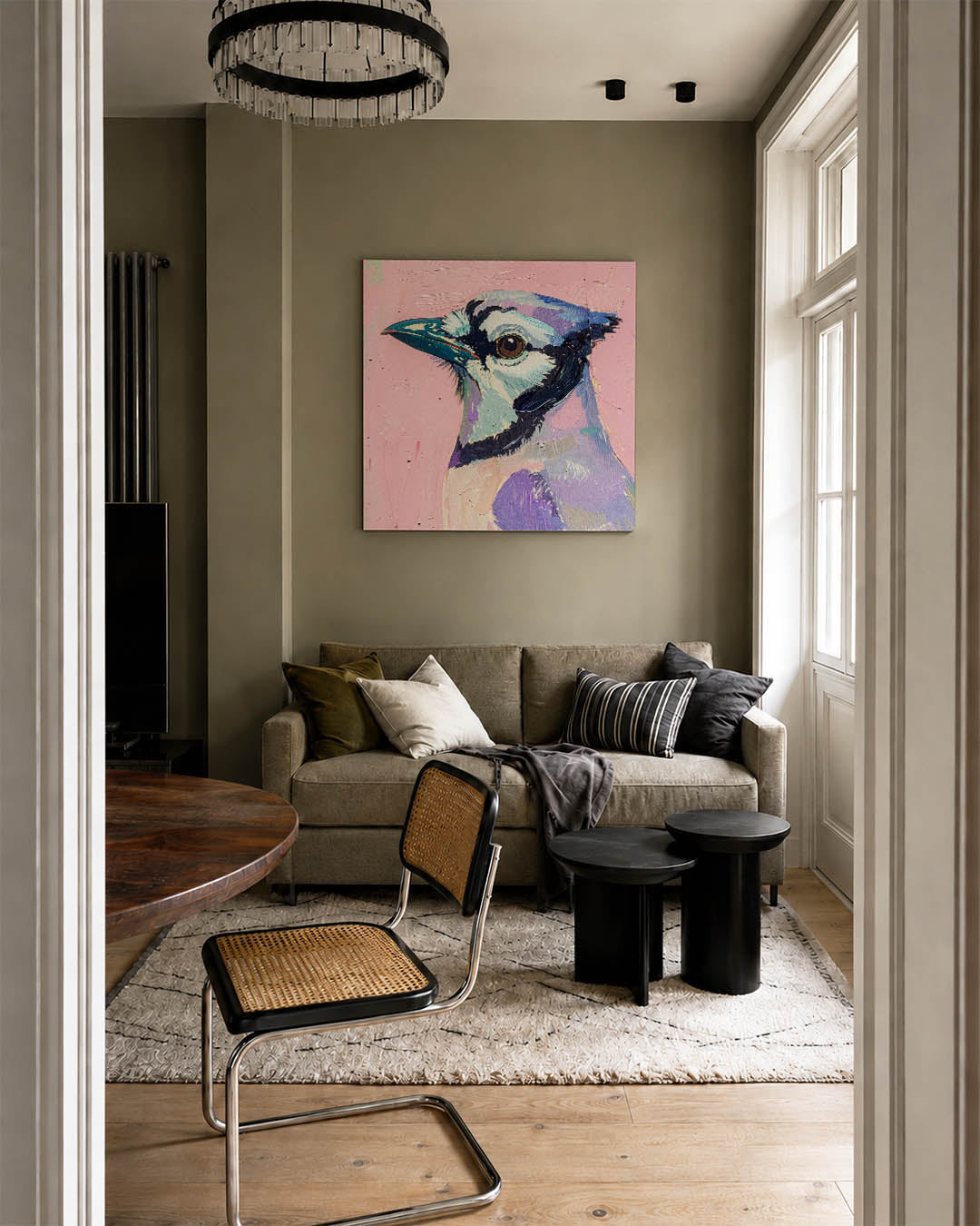 Vogelsilhouet in pastel Kunstwerk