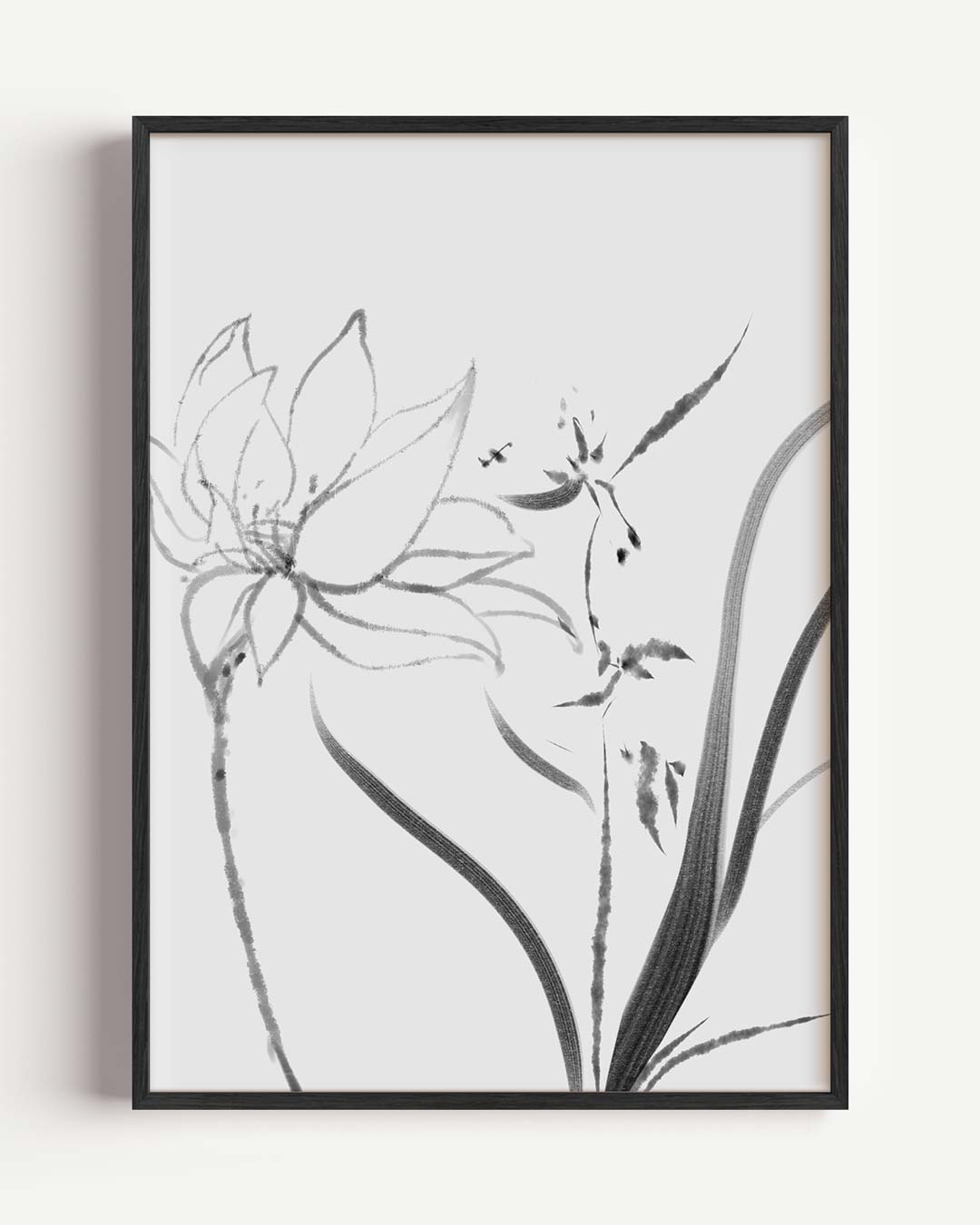 Elegante Zwart-wit Bloemenprint Poster-WallArtistic