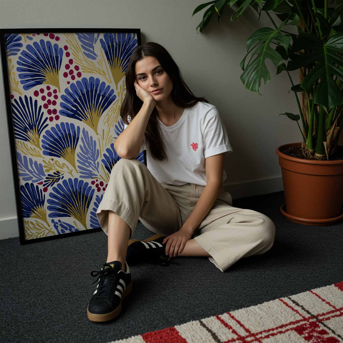 Botanische Blauwe Kunstposter-WallArtistic