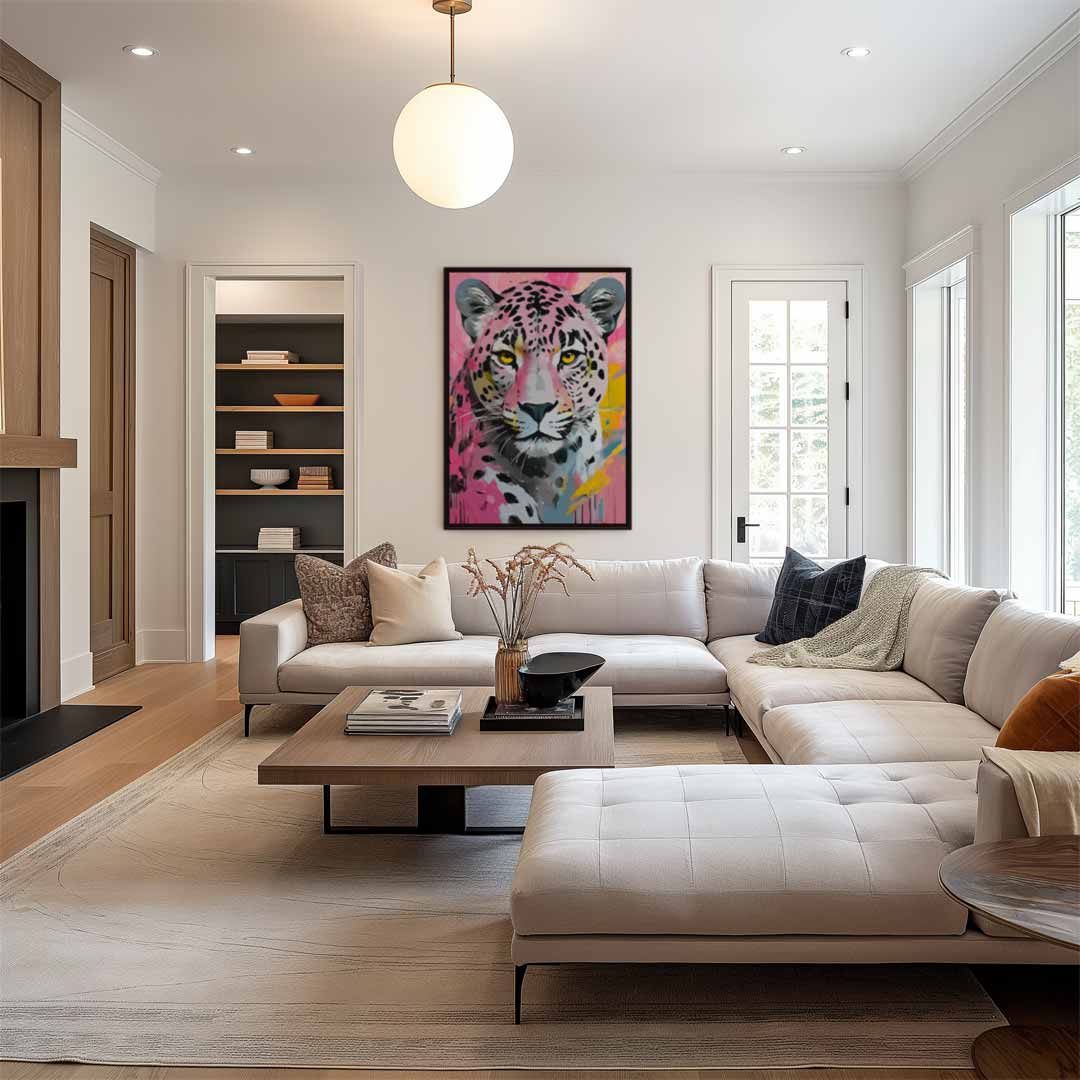 Kleurenexplosie Luipaard Kunstwerk-canvas-dibond-plexiglas-wanddecoratie-WallArtistic