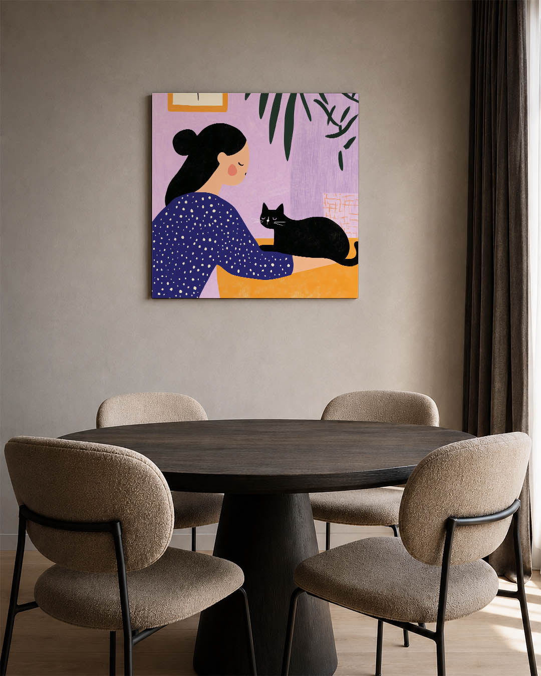 Vrouw met kat Kunstwerk