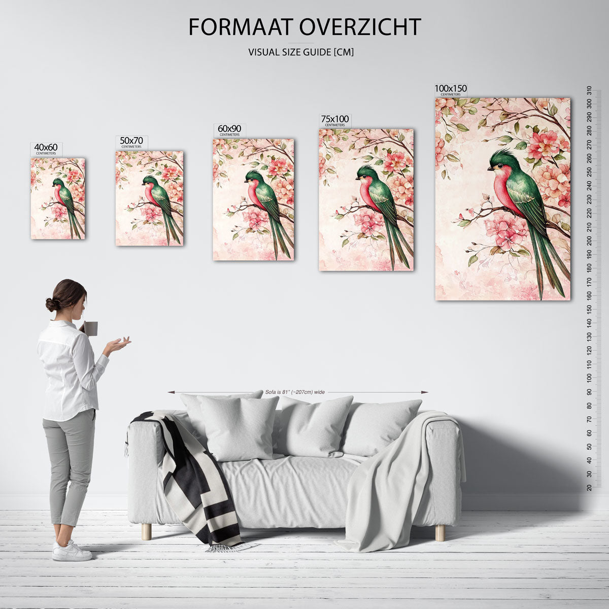 Vogel en bloesem Kunstwerk