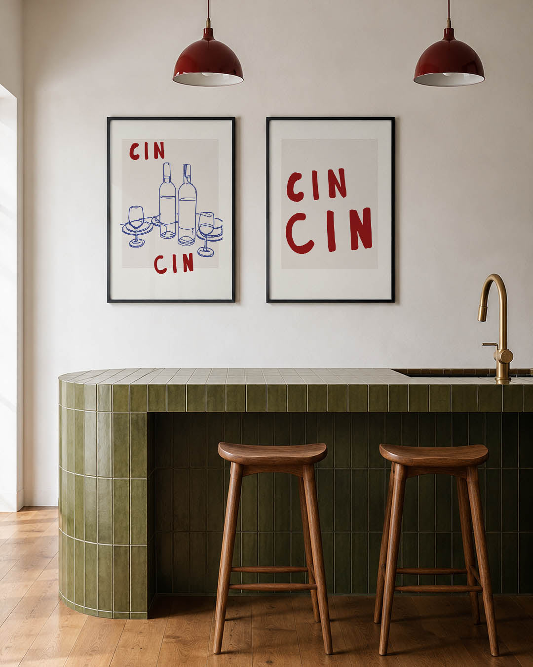 Lijnen en wijn Posterset