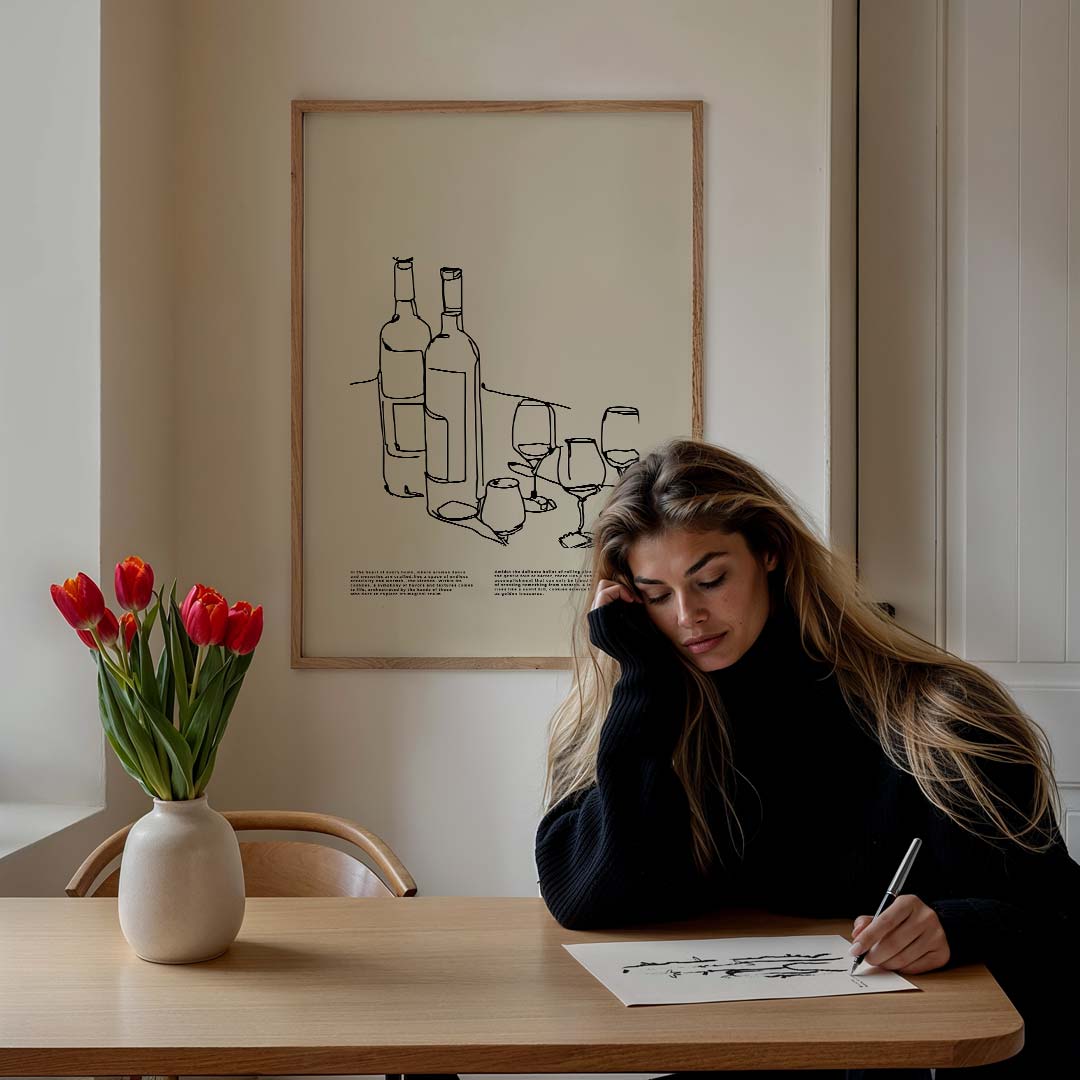 Rustieke Wijn & Dineer Poster-WallArtistic