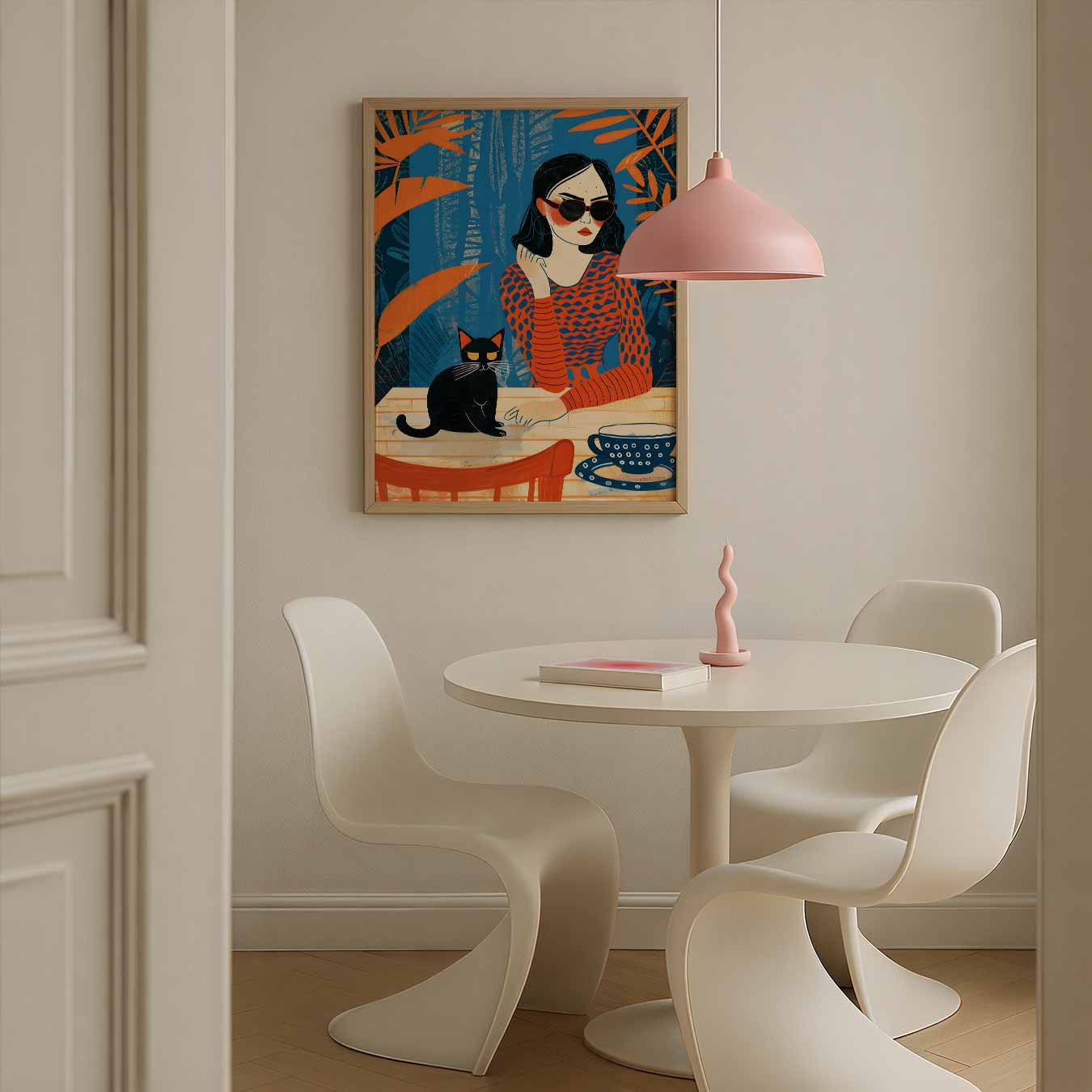 Stijlvolle Kat en Vrouw Poster-WallArtistic