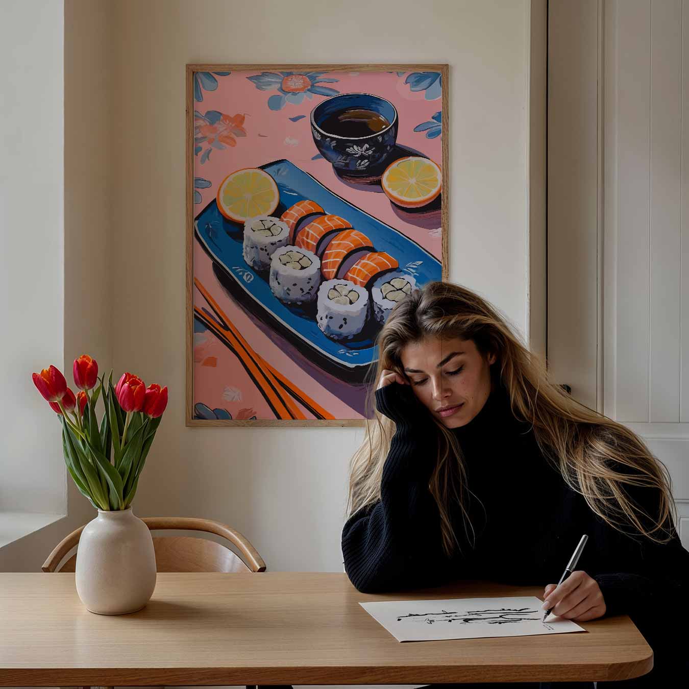 Stijlvolle Sushi Illustratie Poster-WallArtistic