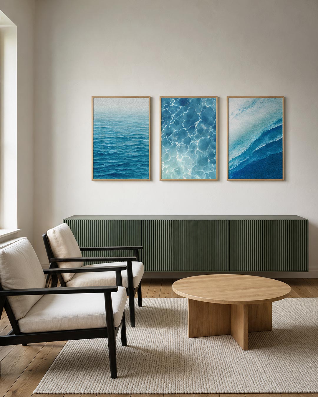 Golvend blauw ritme Posterset