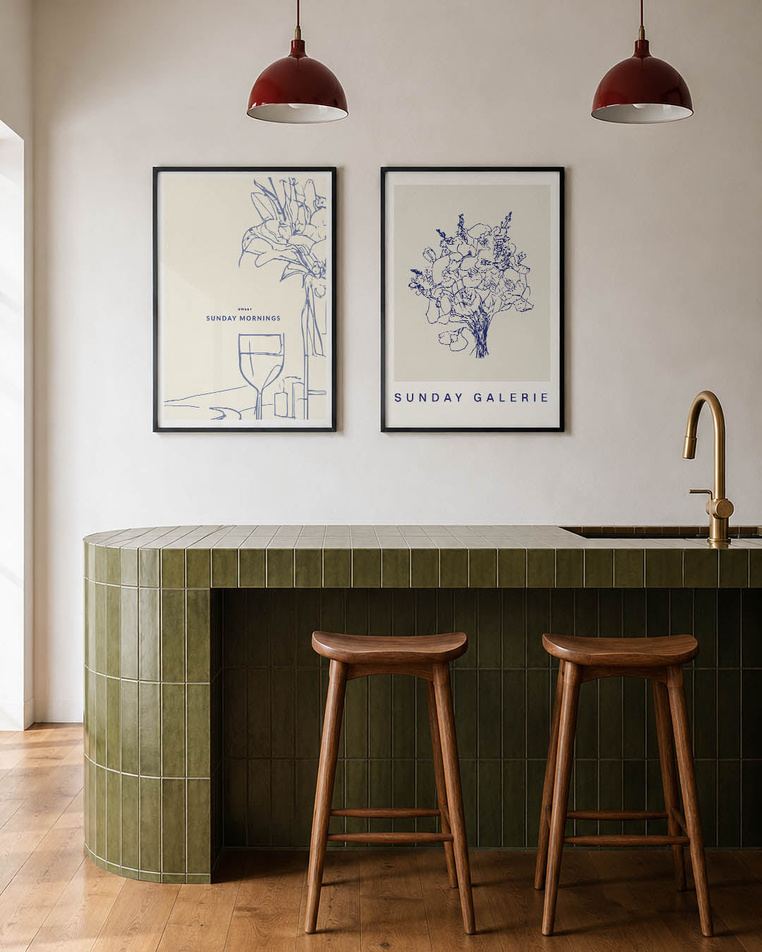 Lijnen en bloemen Posterset