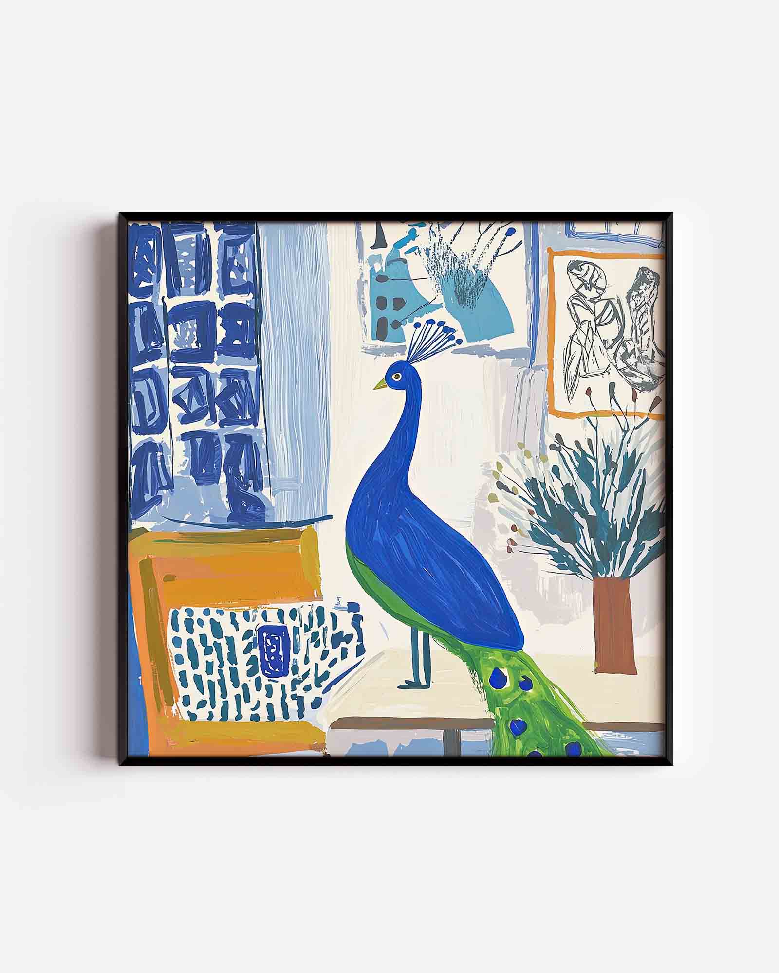 Pauw met blauwe accenten Poster