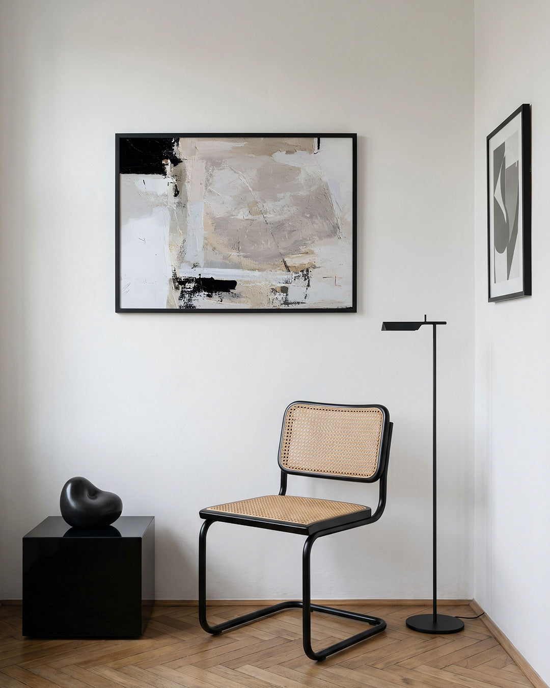 Abstracte beige en zwarte Poster
