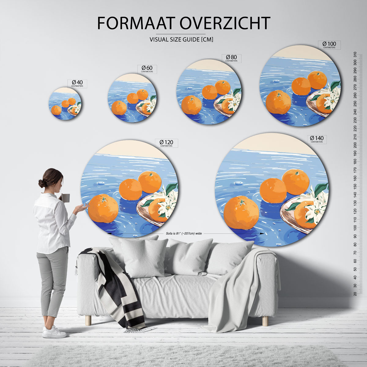 Mandarijnen en bloemen Muurcirkel