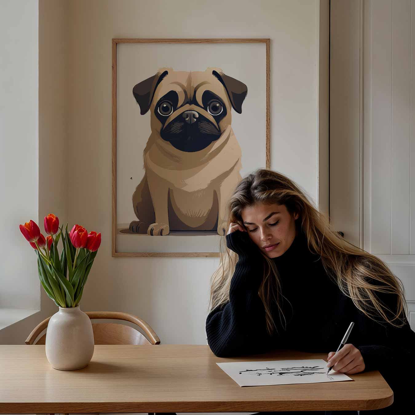 Schattige Mopshond Poster-WallArtistic
