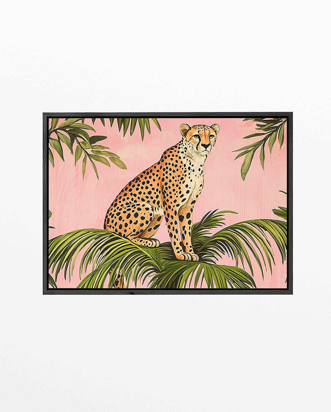 Luipaard op palmbladeren Kunstwerk