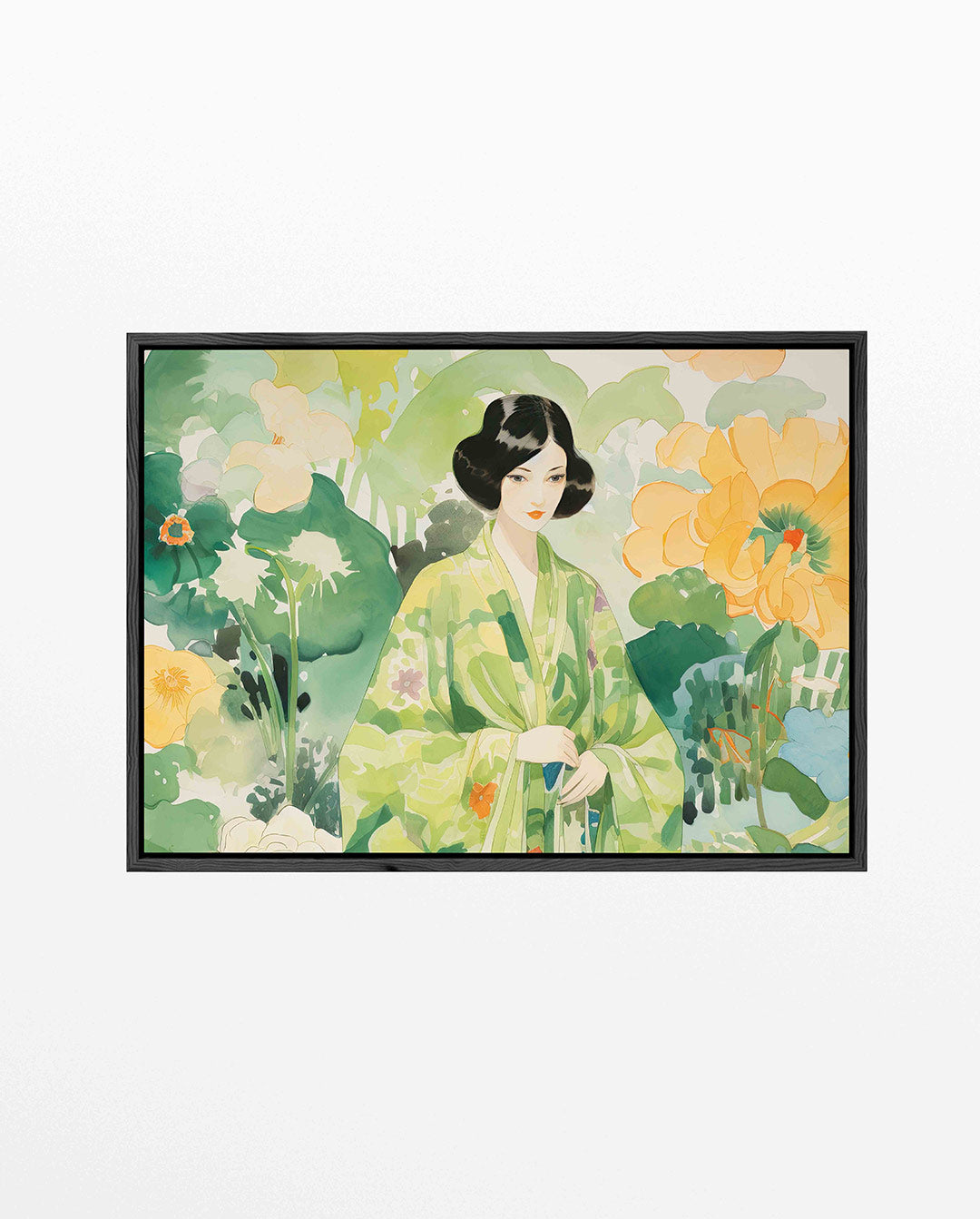 Vrouw in bloemen Kunstwerk