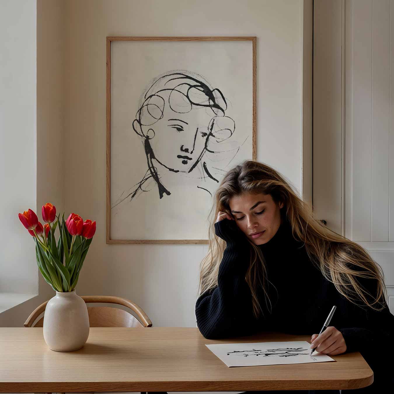 Elegante Schets Van Een Vrouw Poster-WallArtistic