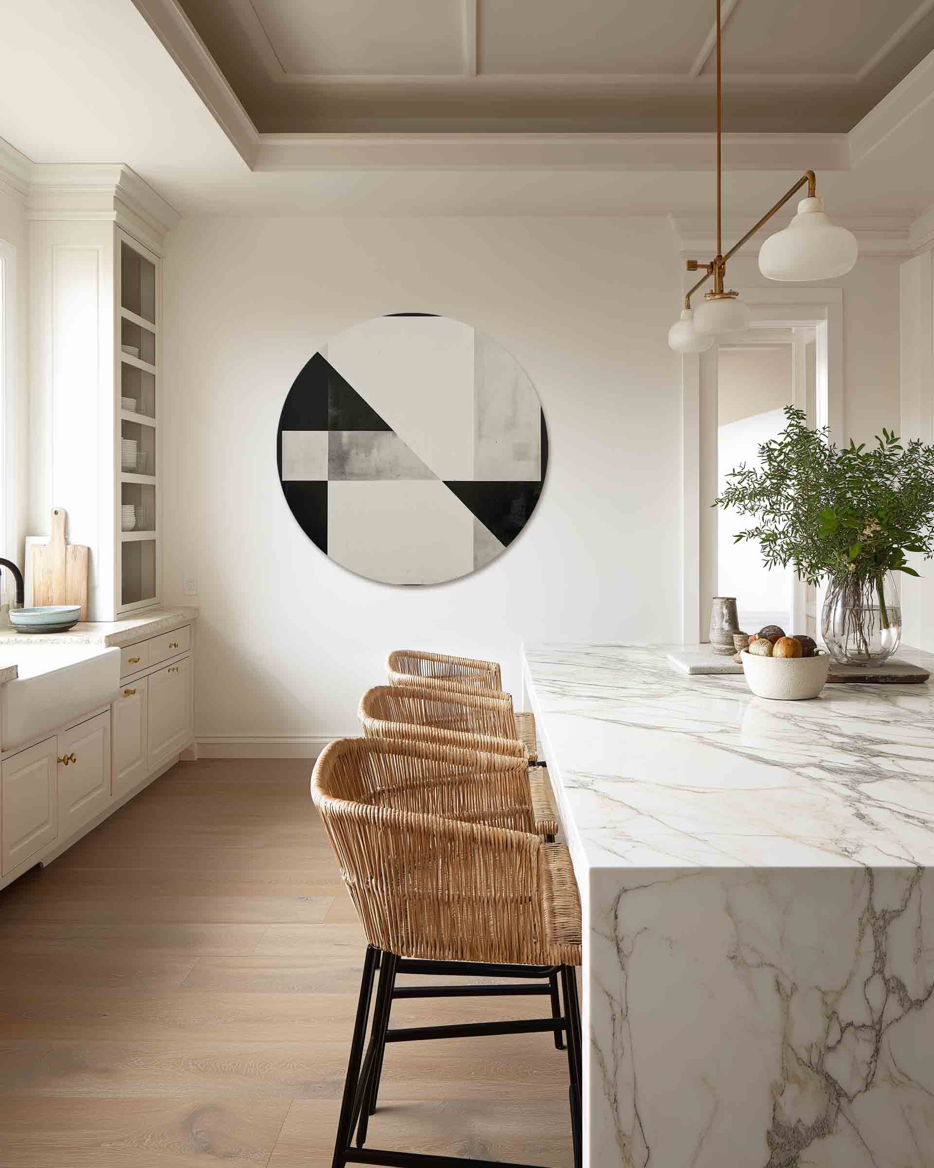 Geometrische zwart wit Muurcirkel
