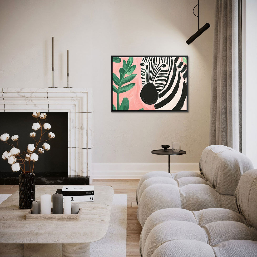 Zebra en bladeren Kunstwerk