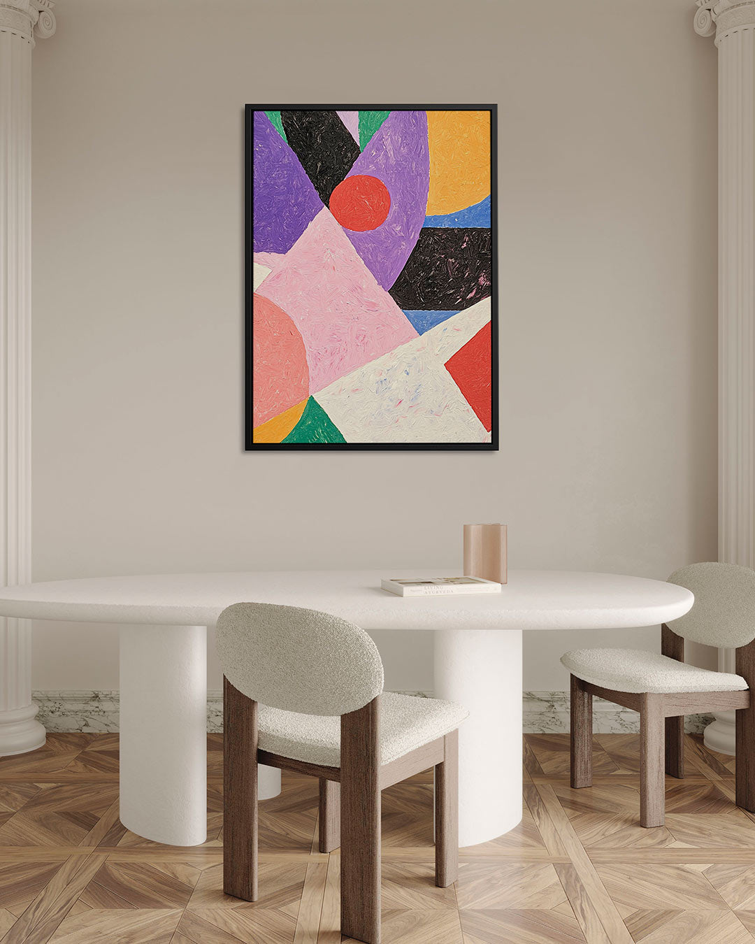 Geometrische kleurenexplosie Kunstwerk