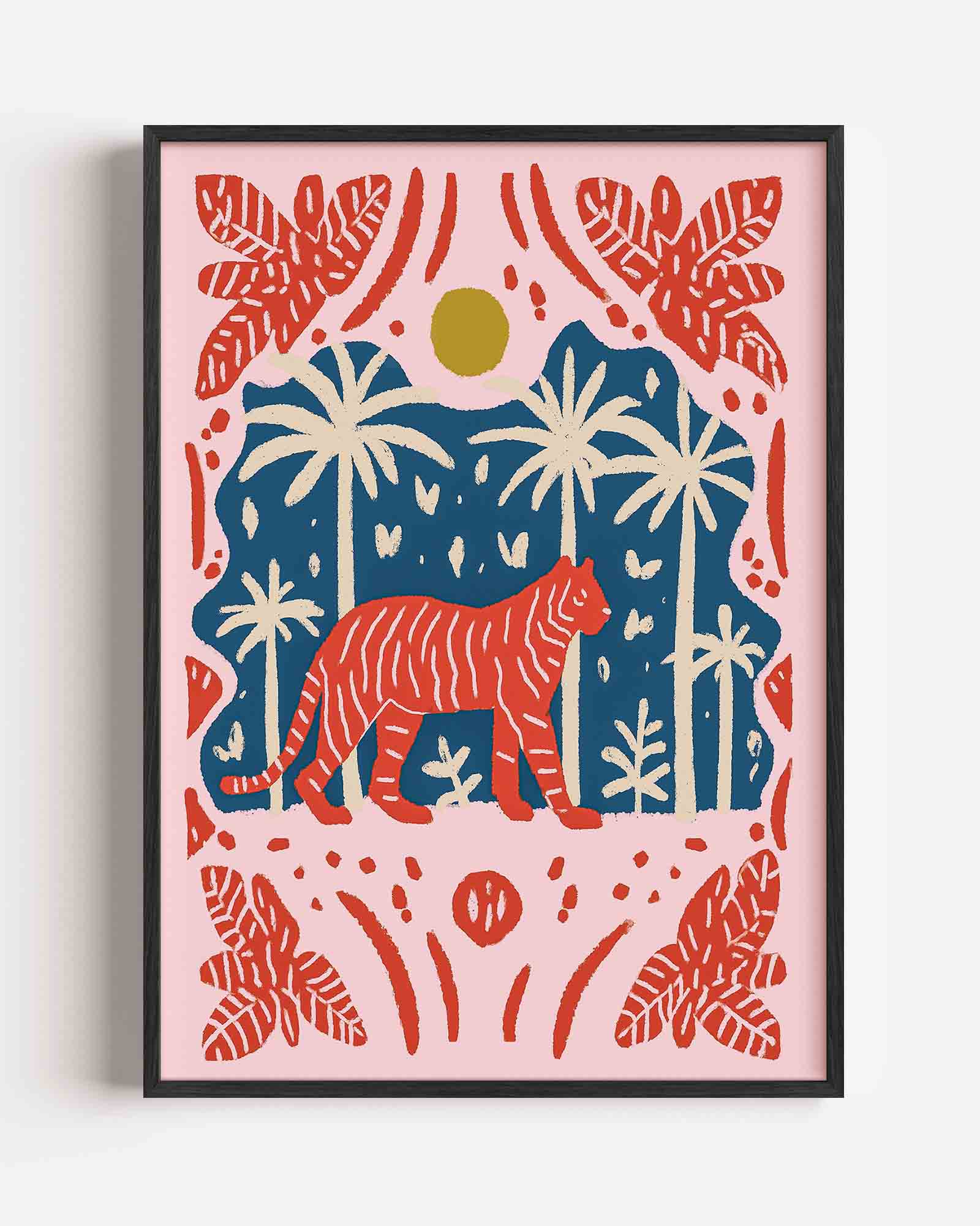Tijger en palmbomen Poster