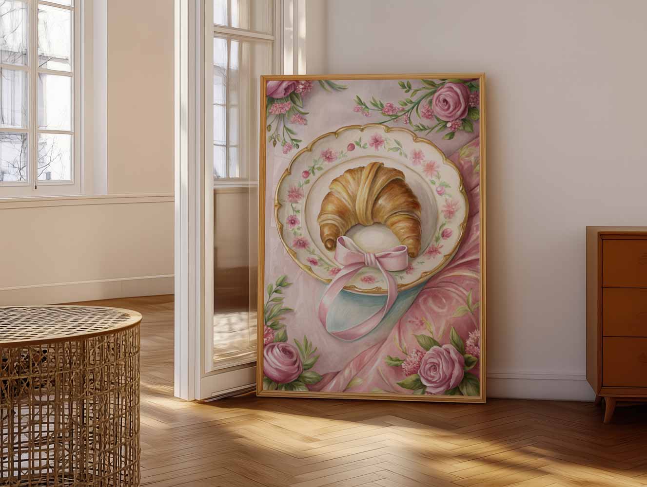 Romantische Bloemen en Croissant Poster-WallArtistic