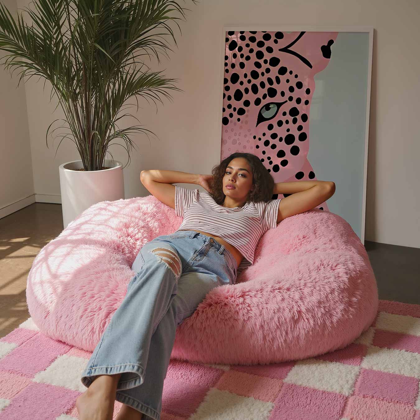 Stijlvolle Roze Luipaard Poster-WallArtistic