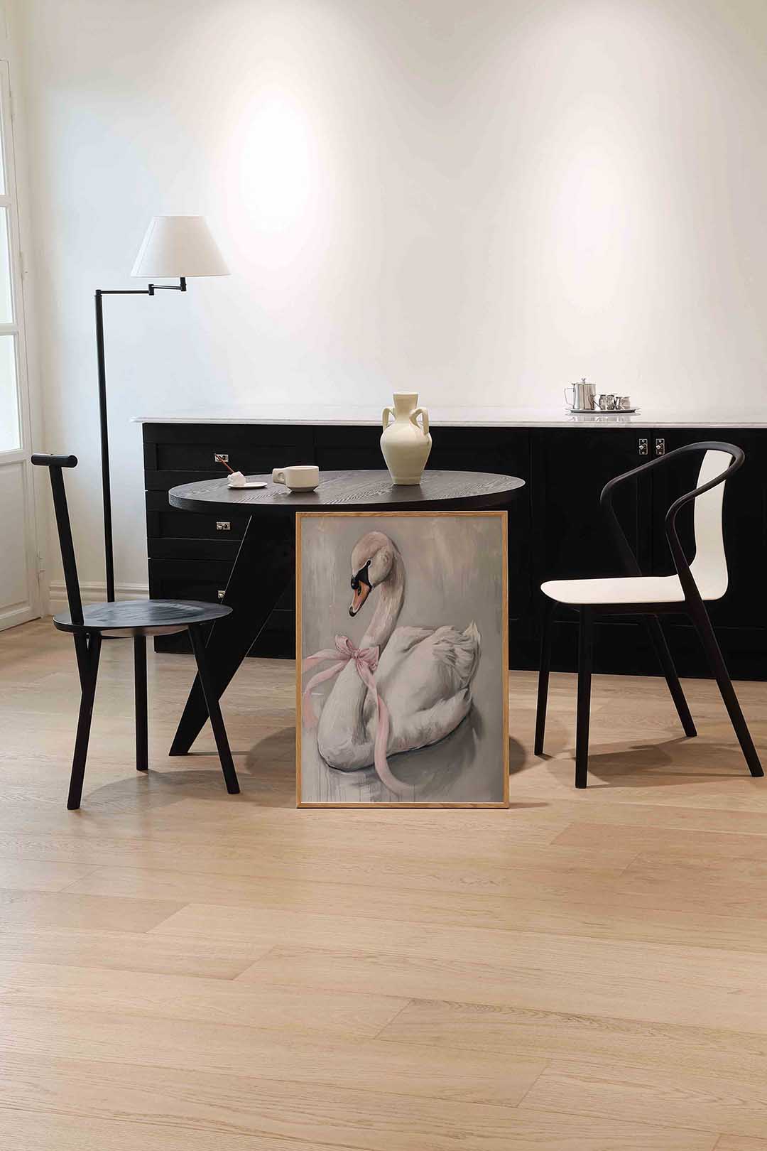 Zwaan met roze strik Poster