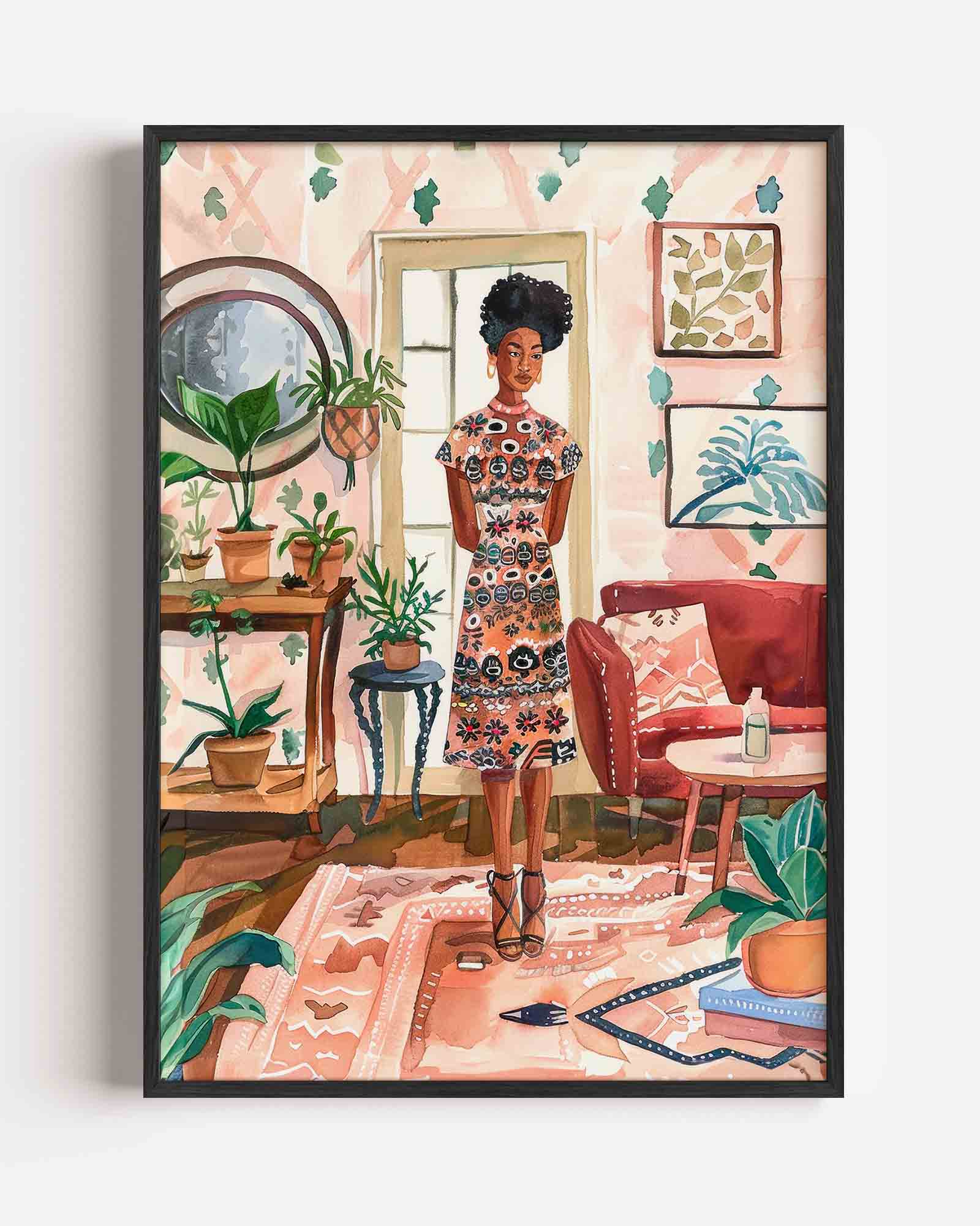 Vrouw in interieur Poster