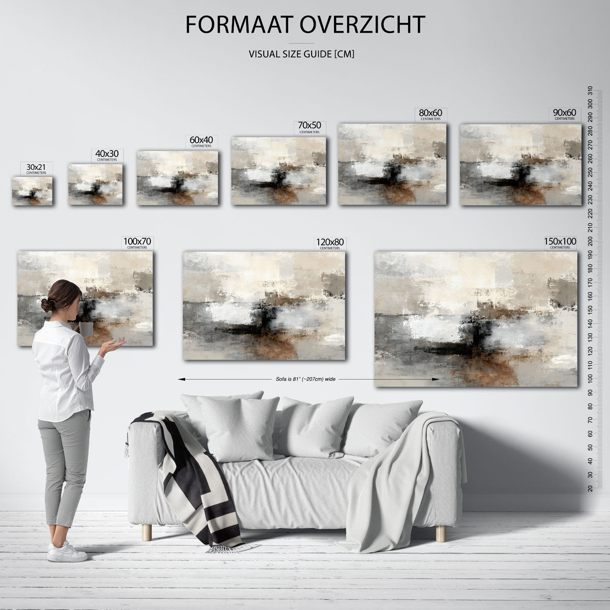 Abstracte beige en grijze Poster