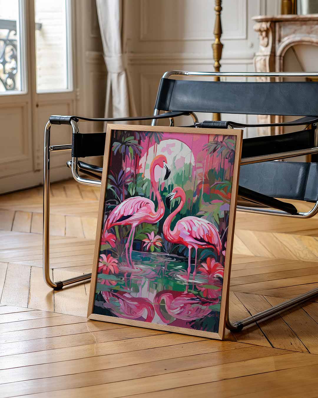 Tropische Flamingo Serenade Poster-WallArtistic