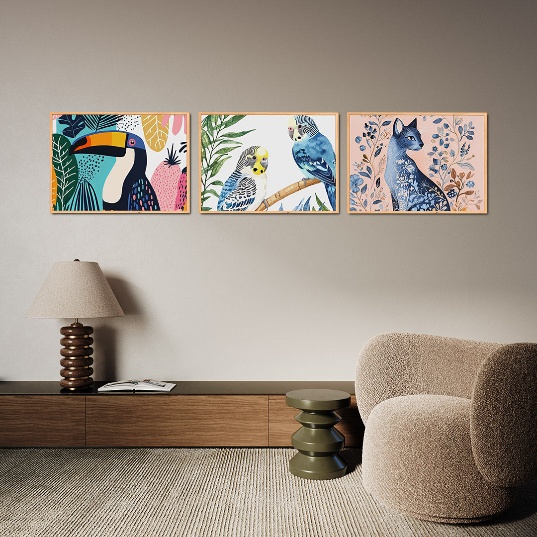 Vogel en bladeren Posterset