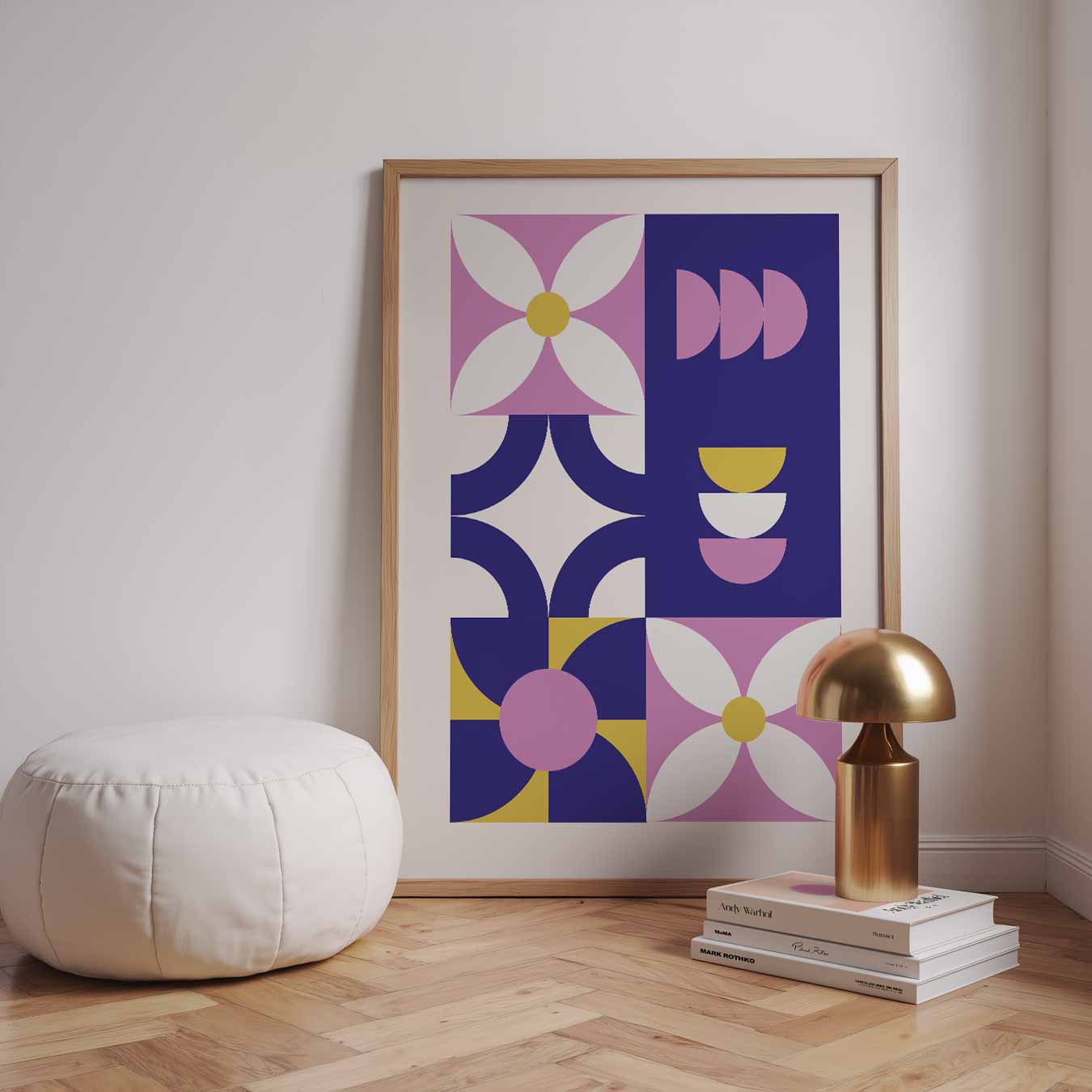Moderne Retro Bloemenposter-WallArtistic