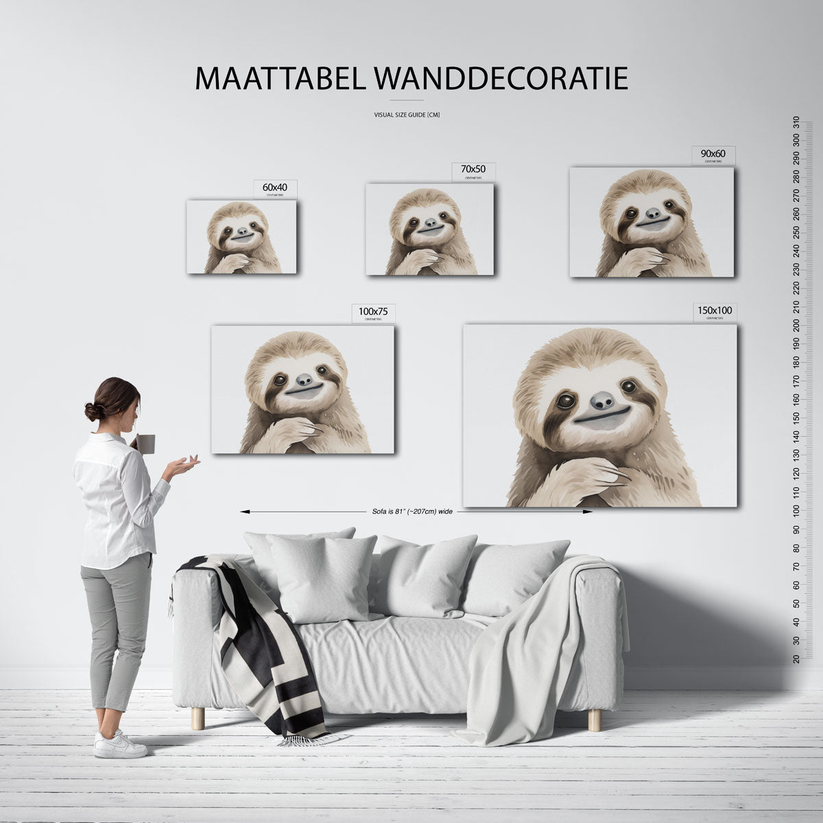 Vrolijke luiaard illustratie Kunstwerk