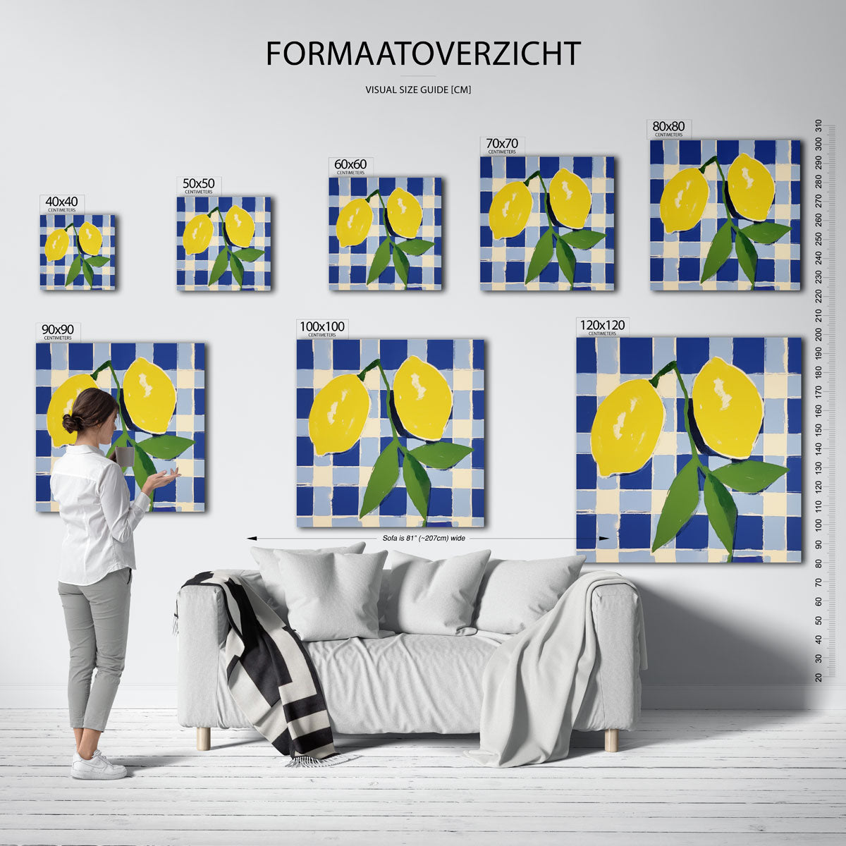 Citroenen op blauw wit Poster