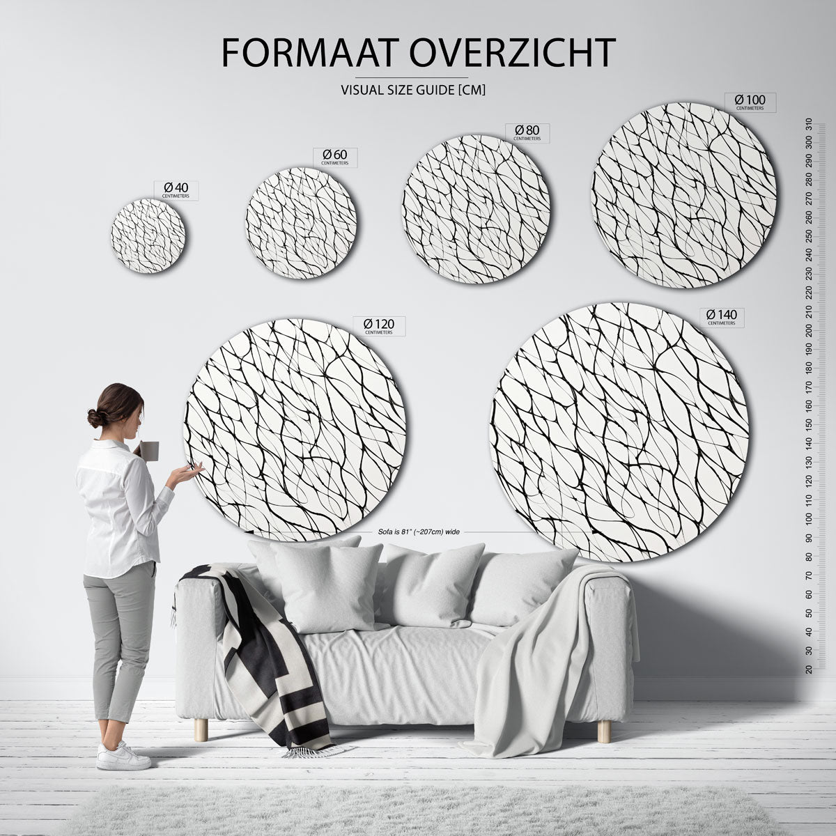 Abstracte lijnen Muurcirkel