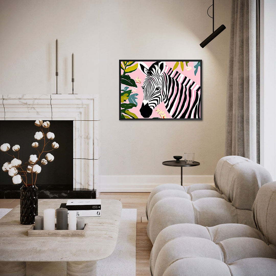 Zebra en bladeren Kunstwerk
