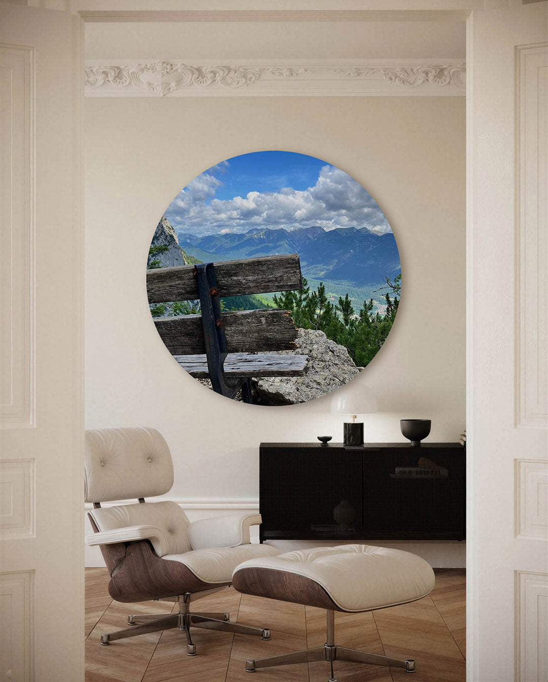 Berglandschap met bank Muurcirkel