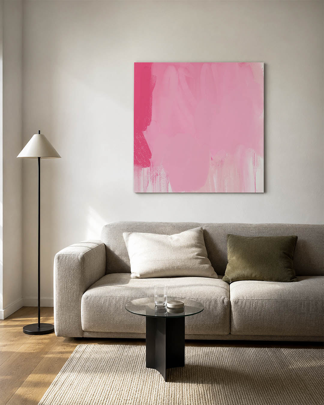 Roze vormen compositie Kunstwerk