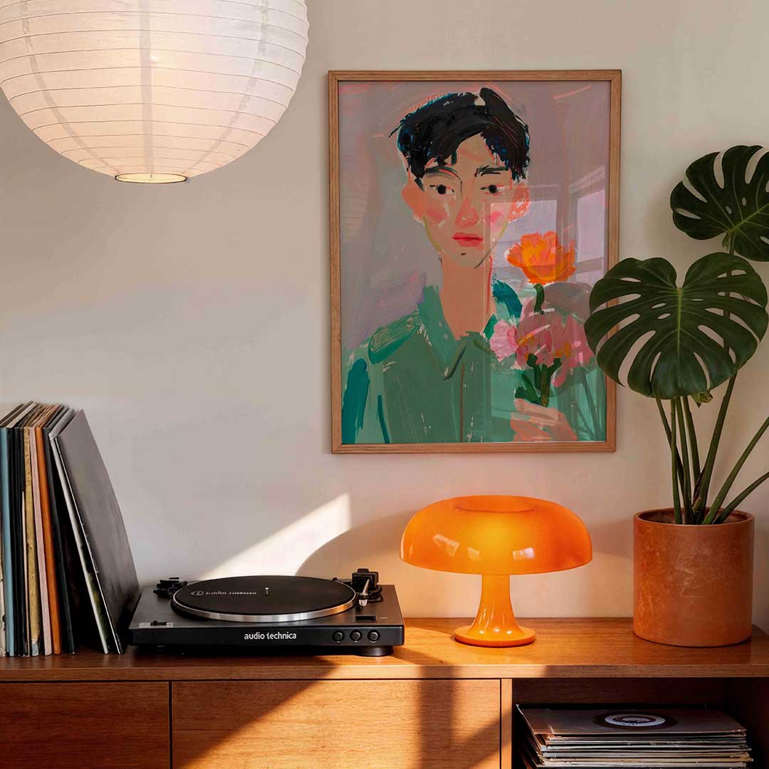 Figuur met bloemen Poster
