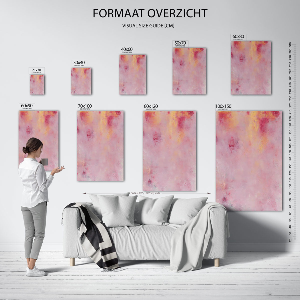 Roze en gele abstracte Poster