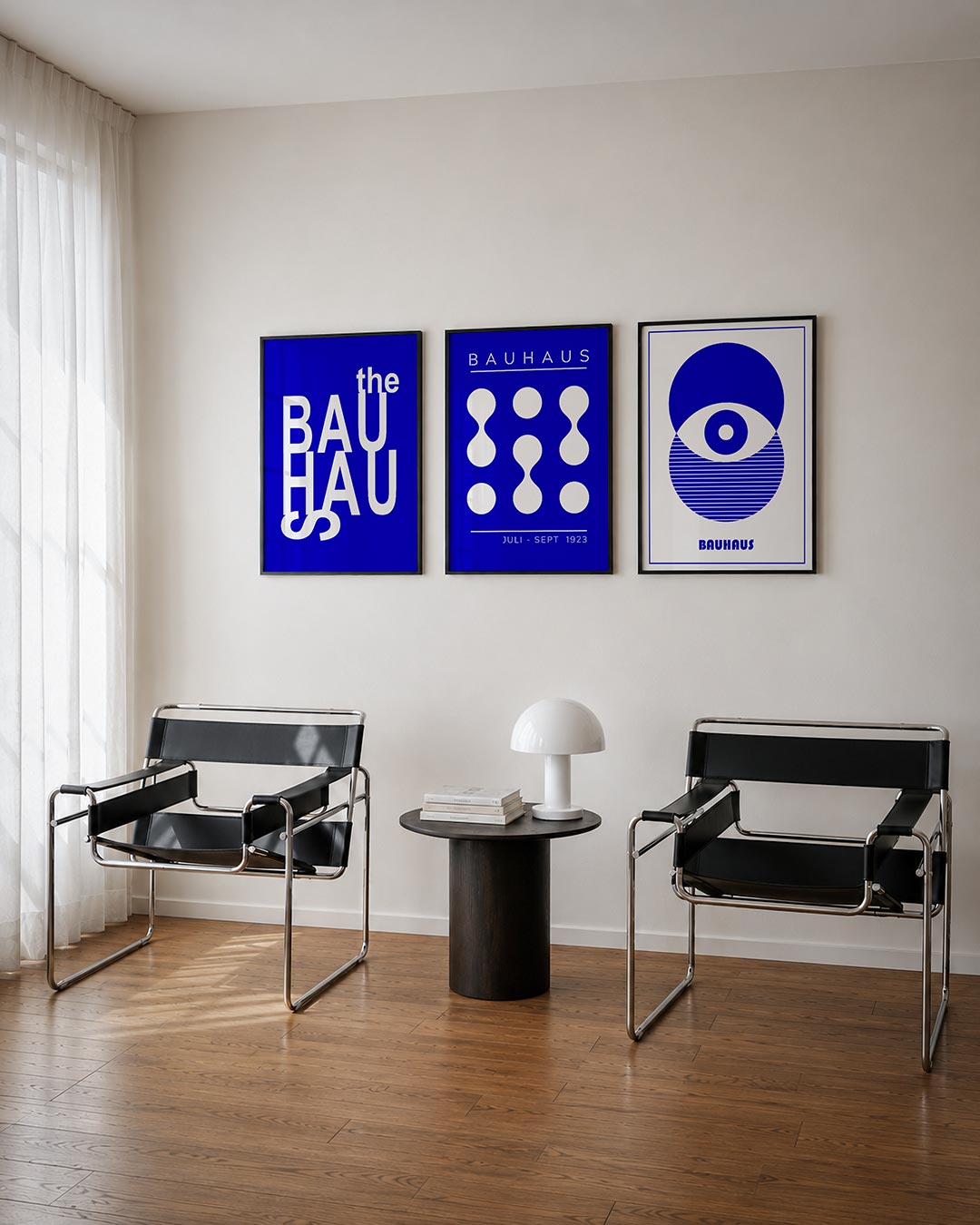 Typografisch blauw Posterset