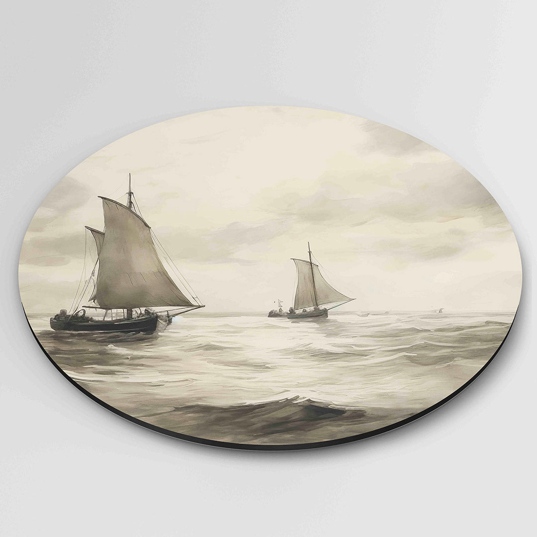 Zeilboten op zee Muurcirkel