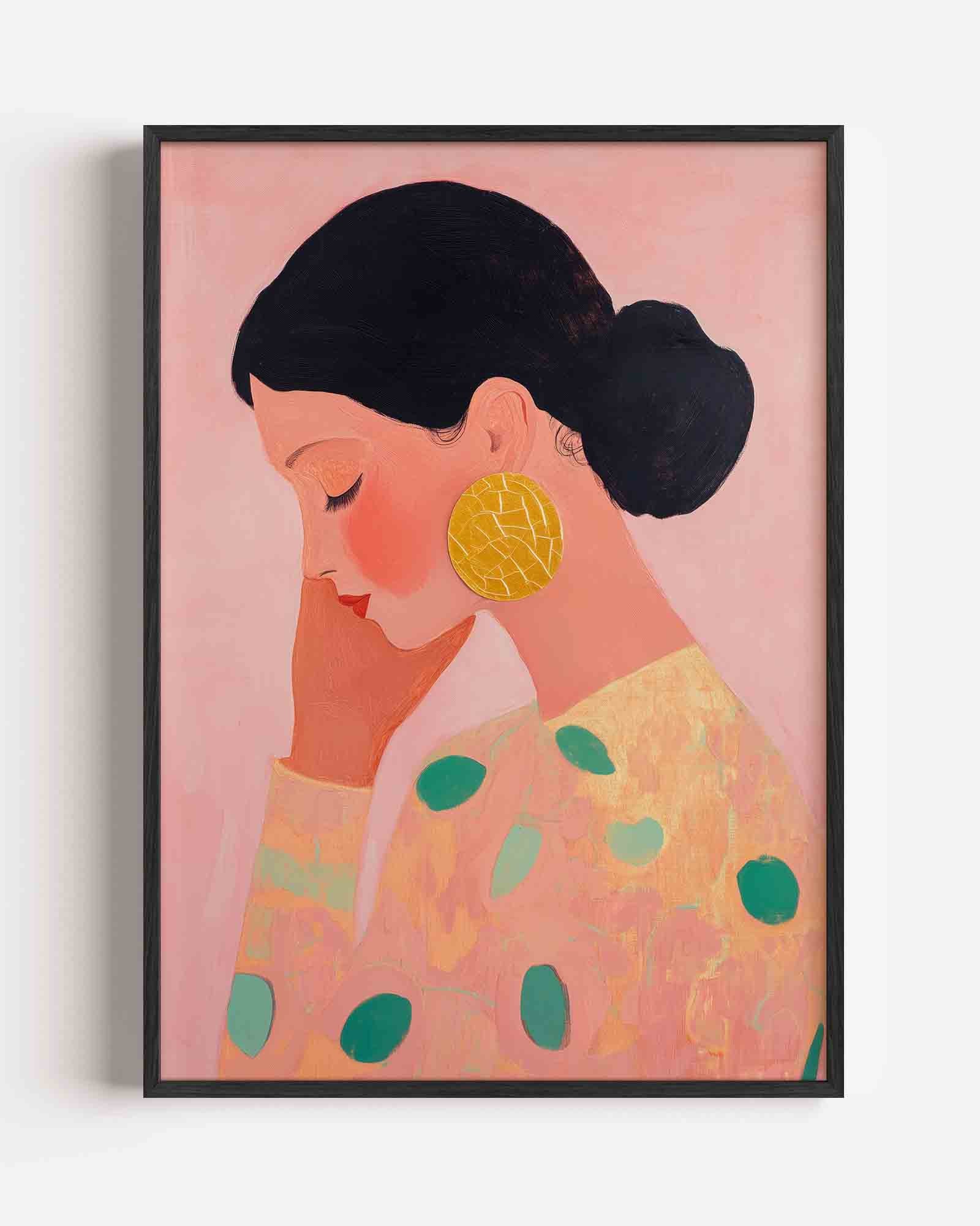 Vrouw met gele oorbel Poster