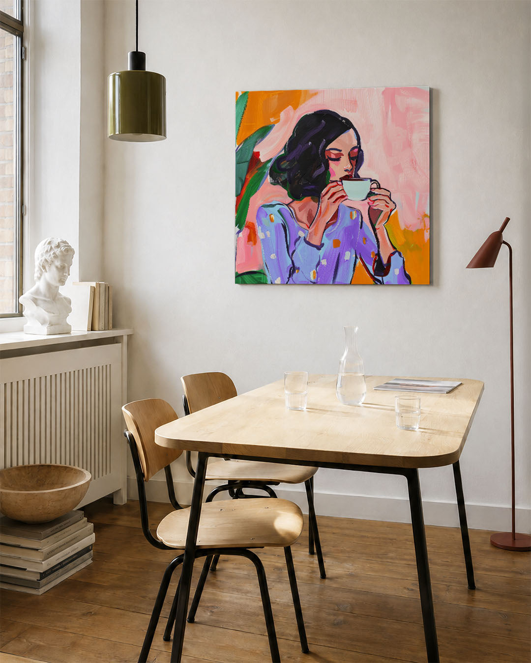 Vrouw met koffiekop Kunstwerk
