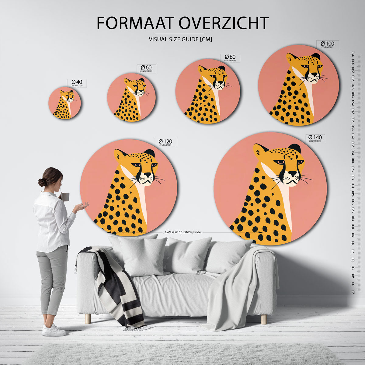 Luipaard op roze Muurcirkel